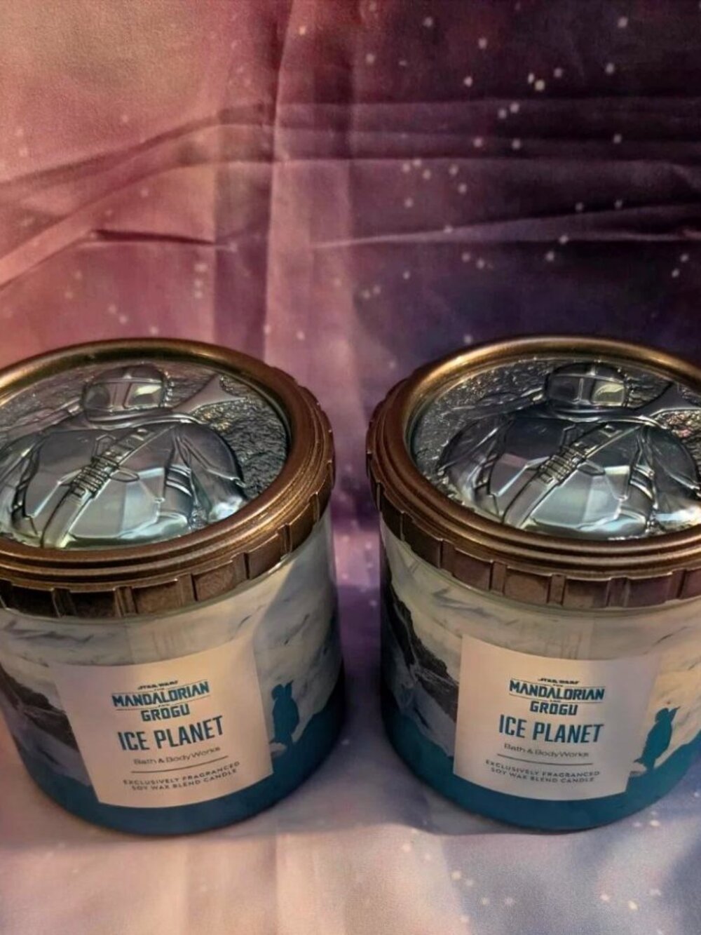 Bath & Body Works Star Wars Mandalorian Grogu Ice Planet 3 Wick Candle Set of 2